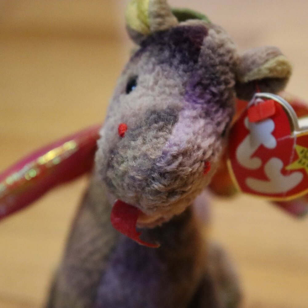Ty Beanie Baby Scorch Dragon Plush w/ Wings Brown Purple One Size